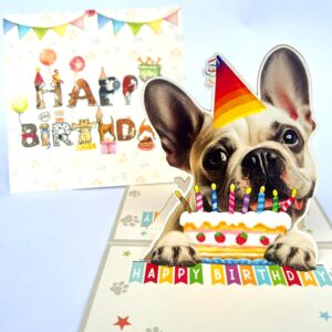 Funny French BullDog Dog 3D Birthday Funny Pop Up Cards - French Bull Dog 3D Birthday PopUp Cards - Happy Birthday Lovely Cards for French BullDog Lovers