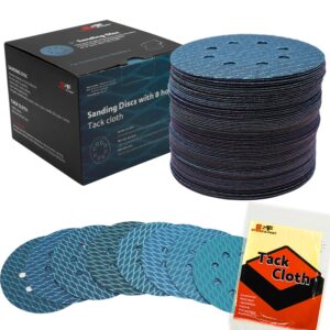 80pcs 5 inch Sanding Discs Hook and Loop Diamond Shape, Anti-Clogging Orbital Sander Sandpaper 60 80 120 180 220 320 400 600 Grit, Aluminum Oxide Sandpaper 8 Holes by S&F STEAD & FAST