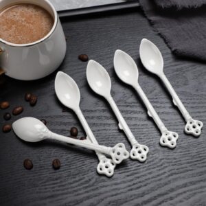 Espresso Spoons Set of 12, Ceramic Coffee Spoons, Long Handle Demitasse Espresso Spoons, Porcelain Small Coffee Stirring Spoon (White)