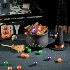 WATINC Halloween Witches Brew Candy Dish Mini Witches Cauldron Ceramic Candy Bowl Tiered Tray Decor, Trick or Treat Broomstick Snack Serving Bowl Decoration, Candy Bucket for Halloween Wizard Party