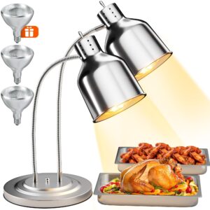 pyy food heat lamp, commercial food warmer, 2-head food warming light, 500w portable electric heating lamp, stainless steel catering food warming lamp for restaurant kitchen cafeteria