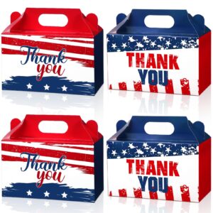 pasimy 24 pcs patriotic gift boxes veterans thank you party favor boxes small red white blue candy treat goodie boxes usa flag veterans boxes for veterans day party supplies memorial independence