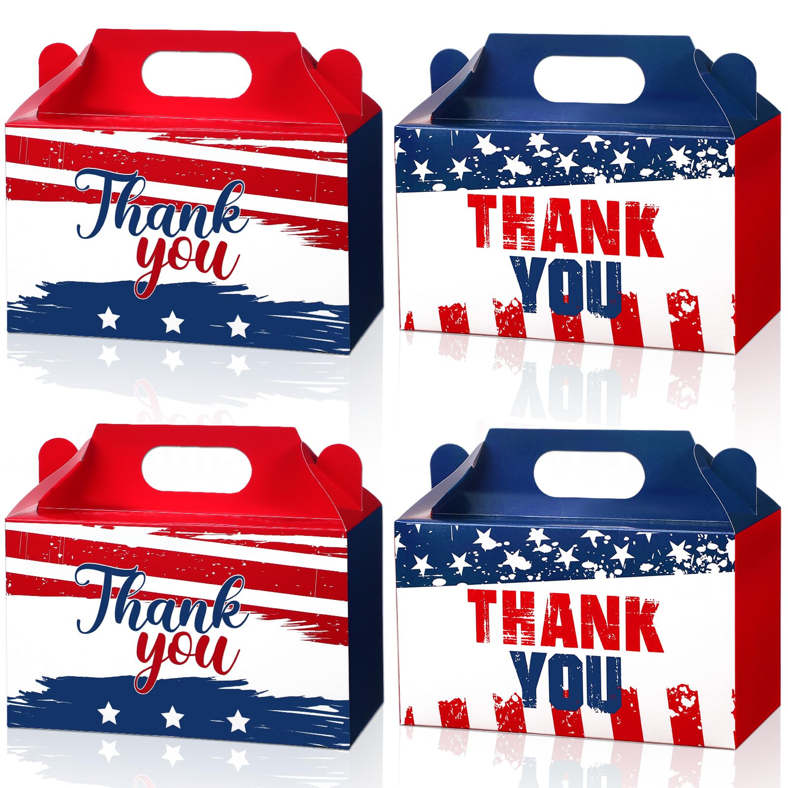 Pasimy 24 Pcs Patriotic Gift Boxes Veterans Thank You Party Favor Boxes Small Red White Blue Candy Treat Goodie Boxes Usa Flag Veterans Boxes for Veterans Day Party Supplies Memorial Independence