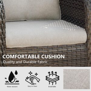 MeetLeisure Outdoor Swivel Rocker Patio Chairs Set of 2 - Outdoor Wicker Swivel Glider Chairs 2 Pieces with Olefin Fabric Cushions Suitable for Backyard Deck and Porch(Mixed Grey/Beige)