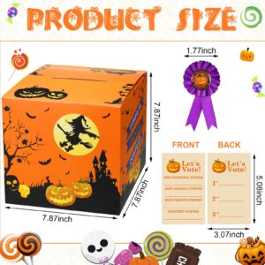 Sasylvia 58 Pcs Halloween Pumpkin Carving Contest Awards Kit Including Halloween Ballot Box 50 Voting Cards 7 Pumpkin Carving Prize Award Ribbons for Pumpkin Carving Game Party Decoration