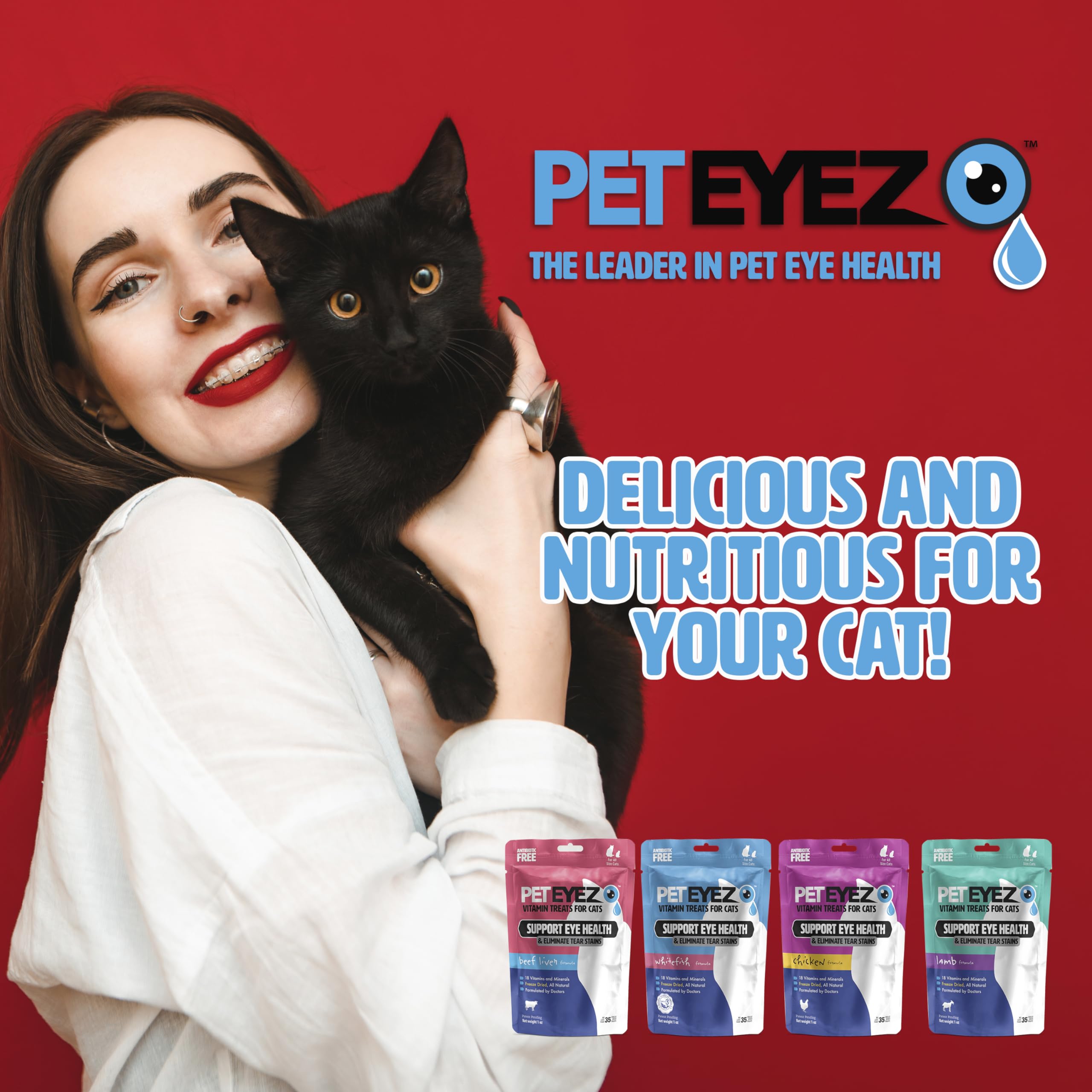 Pet Eyez Vitamin Treats for Cats - Tear Stain Remover - Eye Health Support - Reduces Itching & Allergies - Whitefish Flavor - 1oz