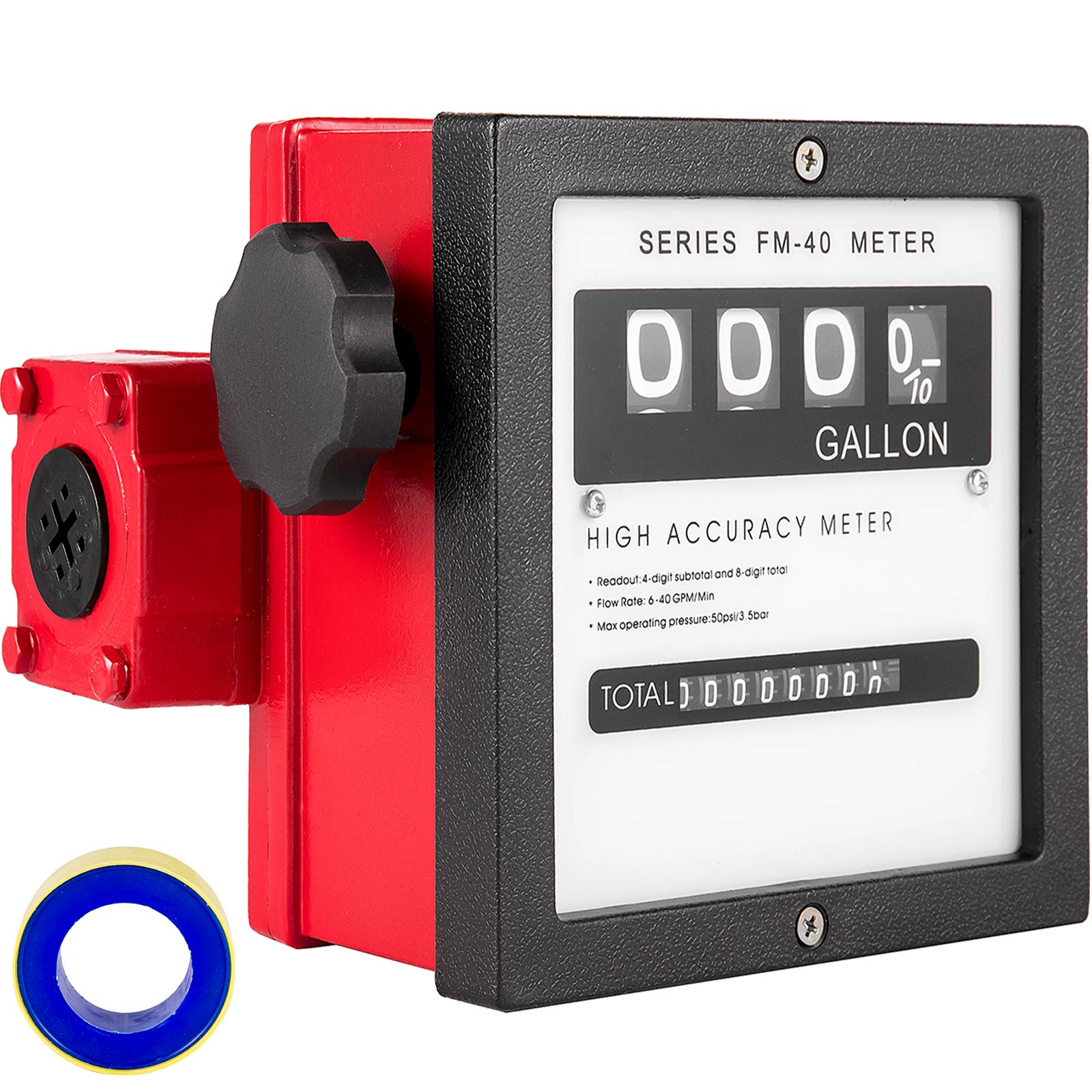 VEVOR Mechanical Fuel Meter 40 GPM Fuel Flow Meter 4-Digital Batch Display Fuel Transfer Meter 1 Inch Diesel Fuel Flow Meter All Fuel Transfer Pumps Gasoline Flow Meter