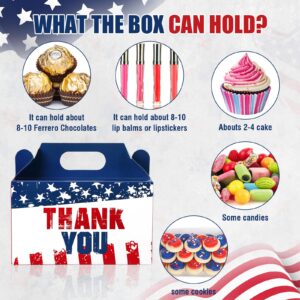 Pasimy 24 Pcs Patriotic Gift Boxes Veterans Thank You Party Favor Boxes Small Red White Blue Candy Treat Goodie Boxes Usa Flag Veterans Boxes for Veterans Day Party Supplies Memorial Independence