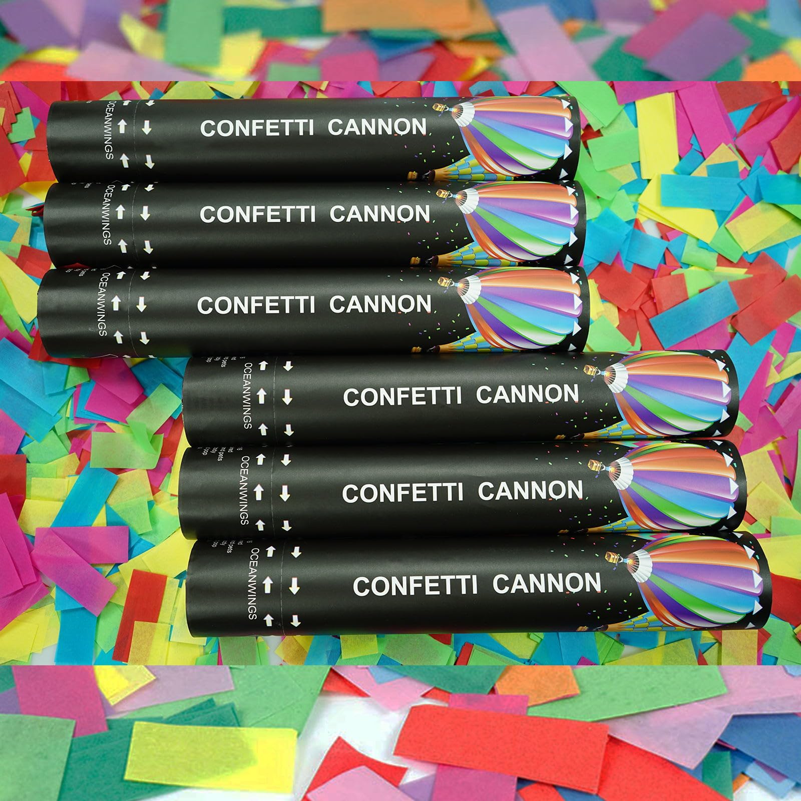 Biodegradable Confetti Cannon Easy Clean - 6 Pack Party Poppers Confetti Shooters for Birthday Graduation Wedding New Year’s Eve Celebration Office Prank, Large Confetti Cannon