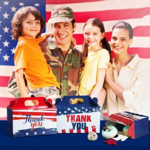 Pasimy 24 Pcs Patriotic Gift Boxes Veterans Thank You Party Favor Boxes Small Red White Blue Candy Treat Goodie Boxes Usa Flag Veterans Boxes for Veterans Day Party Supplies Memorial Independence