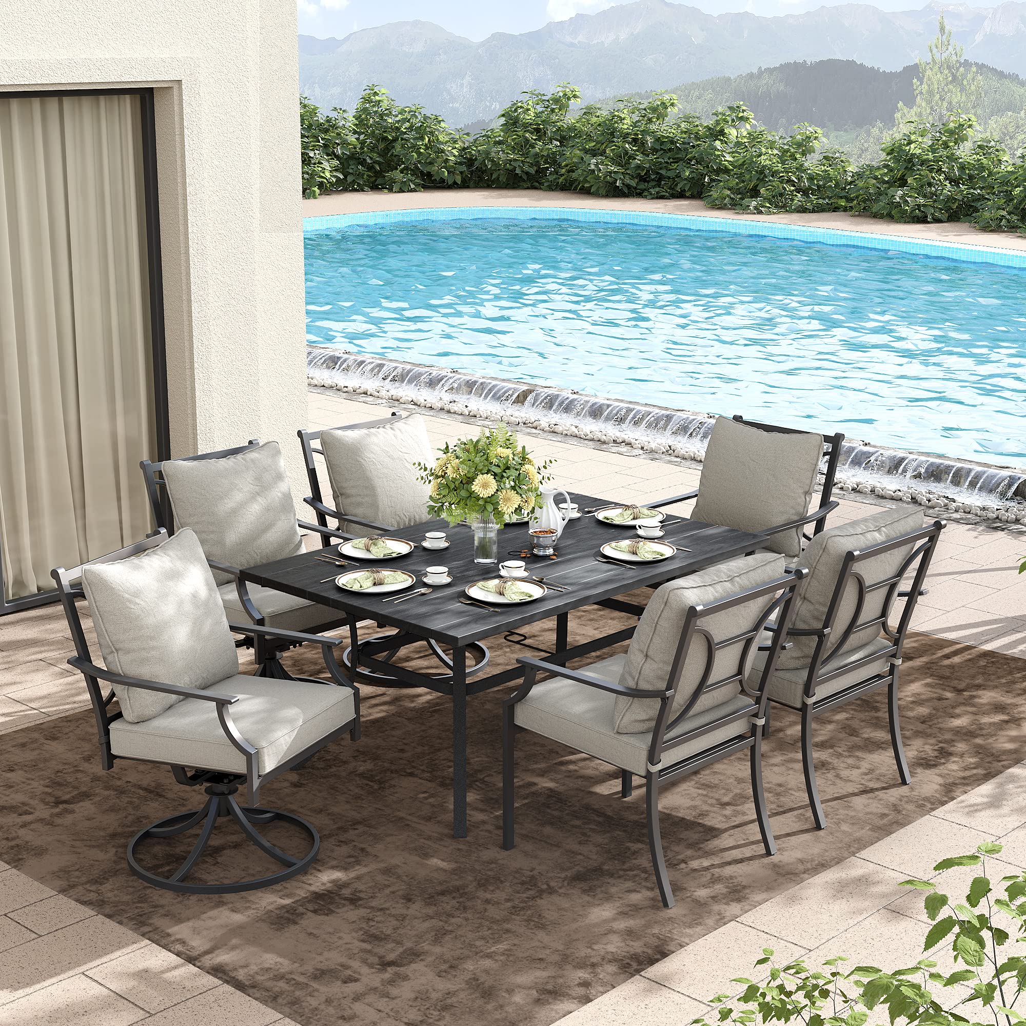 Grand patio Outdoor Patio Dining Set 2 Swivel Dining Chairs Outdoor Furniture Set with Olefin Cushions, Grey