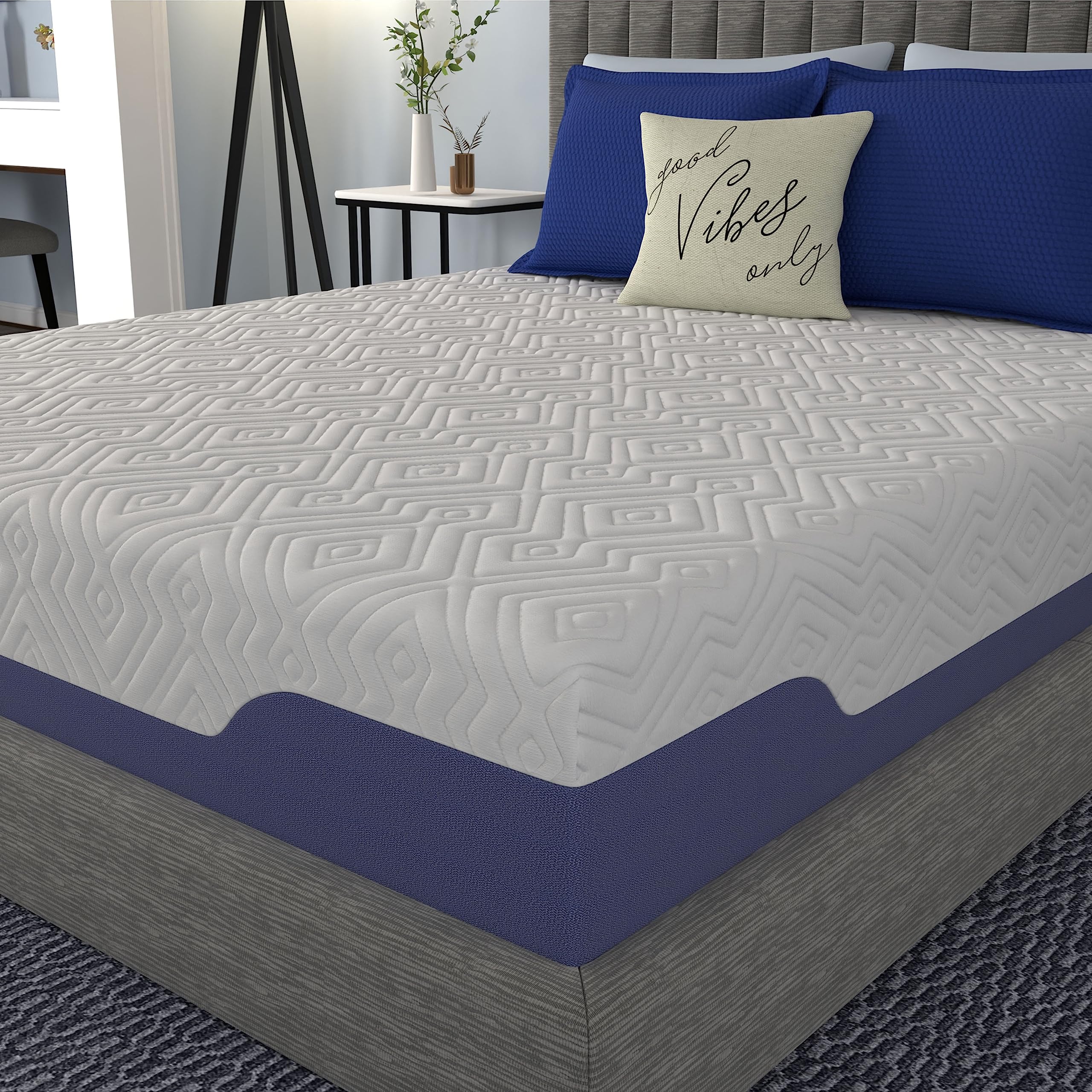 Vibe Supreme Cooling Hybrid Mattress, Innerspring and Gel Memory Foam Mattress, Fiberglass Free, 12-Inch Bed in a Box, Queen