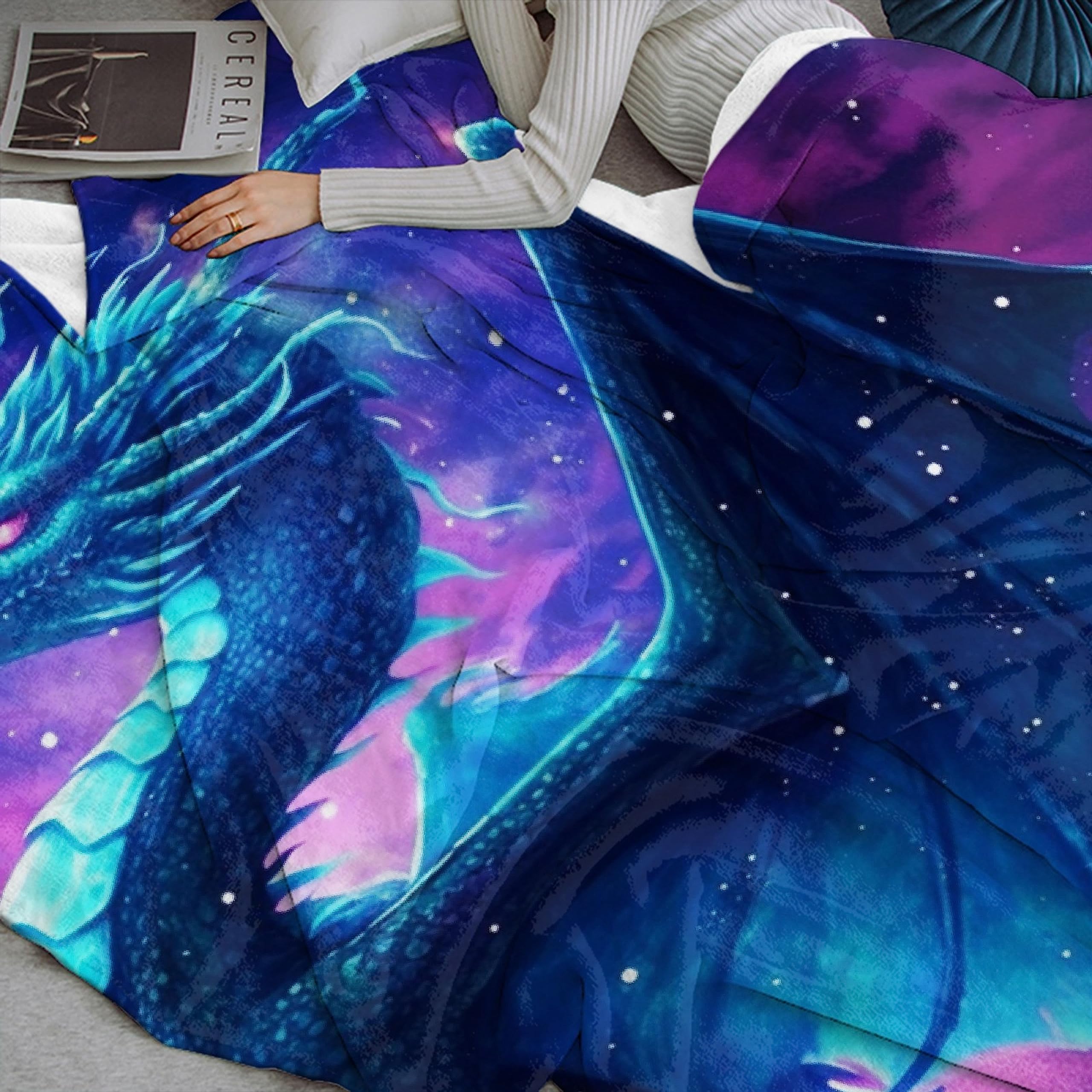 Dragon Blanket Blue Dragon Blanket Gift for Woman Man Girls Boys Dragon Gift for Dragon Lovers Soft Flannel Blue Dragon Blanket for Living Room Sofa Couch Decor 40"x50"for Kids/Children