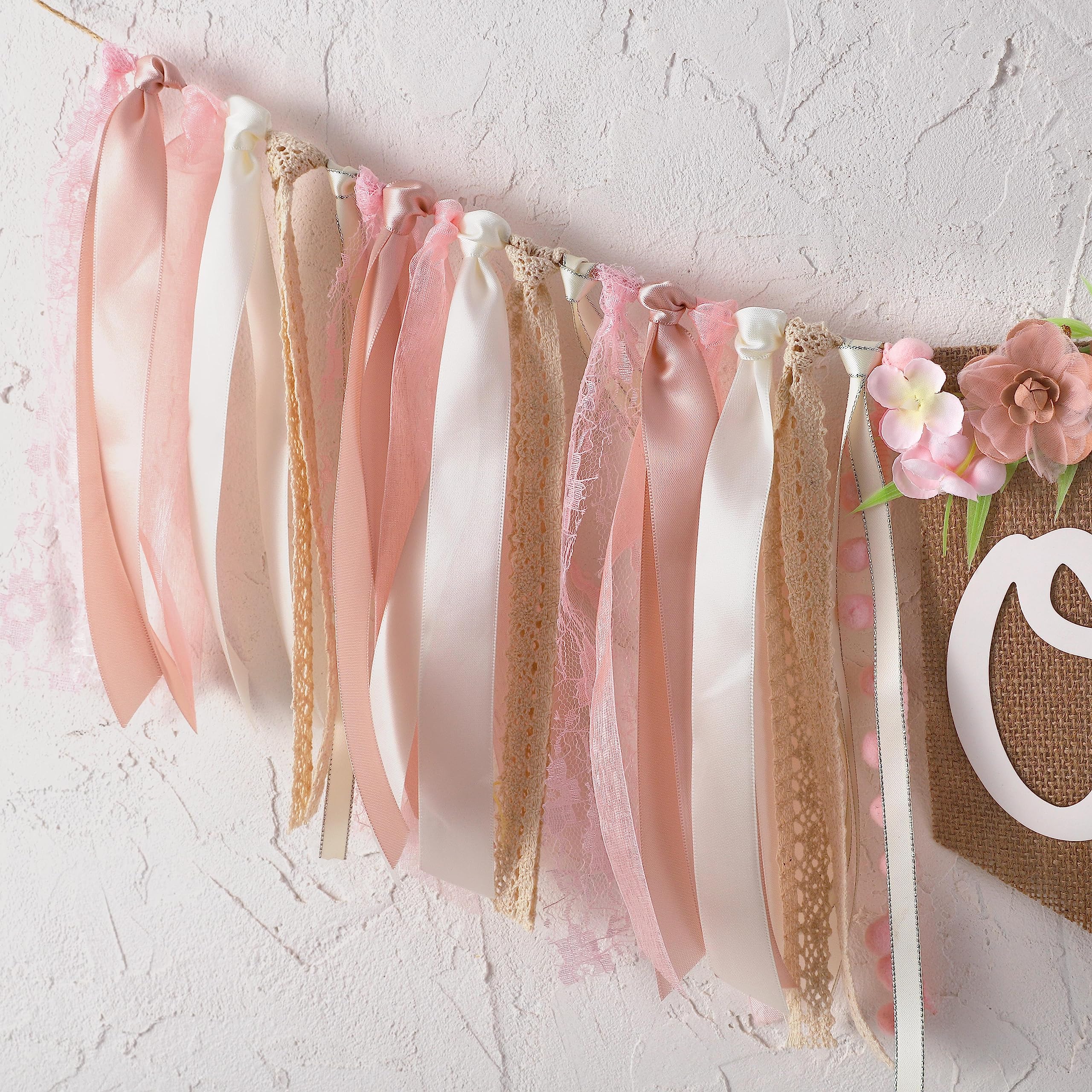 Pink 1st/ First Birthday High Chair Banner For Girls - Floral Tea Party Decoration, Happy Birthday Backdrop For Baby Shower, Floral Birthday Banner, Sweet One Banner, Princess Birthday Decoration,