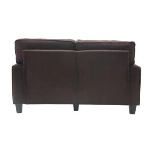 Pemberly Row Modern/Contemporary Palisades 61" Loveseat in Dark Brown