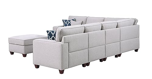 Devion Furniture Modular Seat L Shaped Floor Sofa, Couch for Living, Apartment, Play Room, Airbnb Sectional, Large, Light Gray