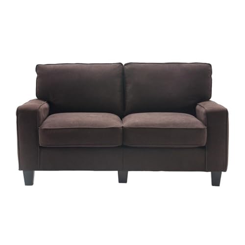 Pemberly Row Modern/Contemporary Palisades 61" Loveseat in Dark Brown