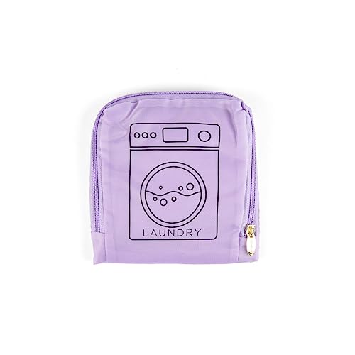 MIAMICA Foldable Travel Laundry Bag, 21'' x 22'', Purple "Laundry" – Lightweight, Durable Design with Drawstring Closure