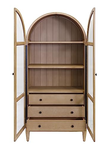 Martin Furniture Modern Wood Arched Display Cabinet/Bookcase, Office Shelving, Storage Cabinet, Fully Assembled, Light Brown