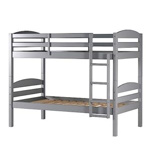 Walker Edison Della Transitional Twin-Over-Twin Bunk Bed Frame, Twin Size, Grey