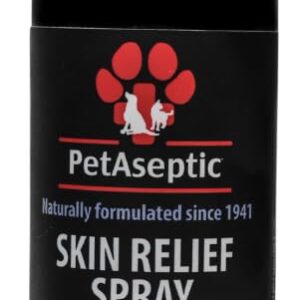 PetAseptic Skin Relief Spray for Dogs | Relieves Dry Itchy Skin, Hot Spots, Dandruff, Allergy Dermatitis, & Skin Rashes | Clear, Stainless, & Greaseless | Provides Fast, Temporary Relief | 4oz Spray