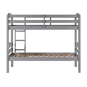 Walker Edison Della Transitional Twin-Over-Twin Bunk Bed Frame, Twin Size, Grey