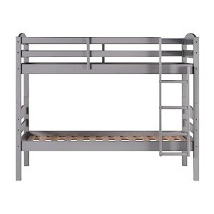 Walker Edison Della Transitional Twin-Over-Twin Bunk Bed Frame, Twin Size, Grey