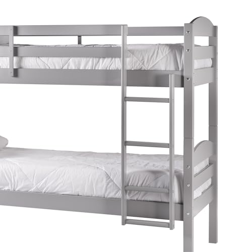 Walker Edison Della Transitional Twin-Over-Twin Bunk Bed Frame, Twin Size, Grey