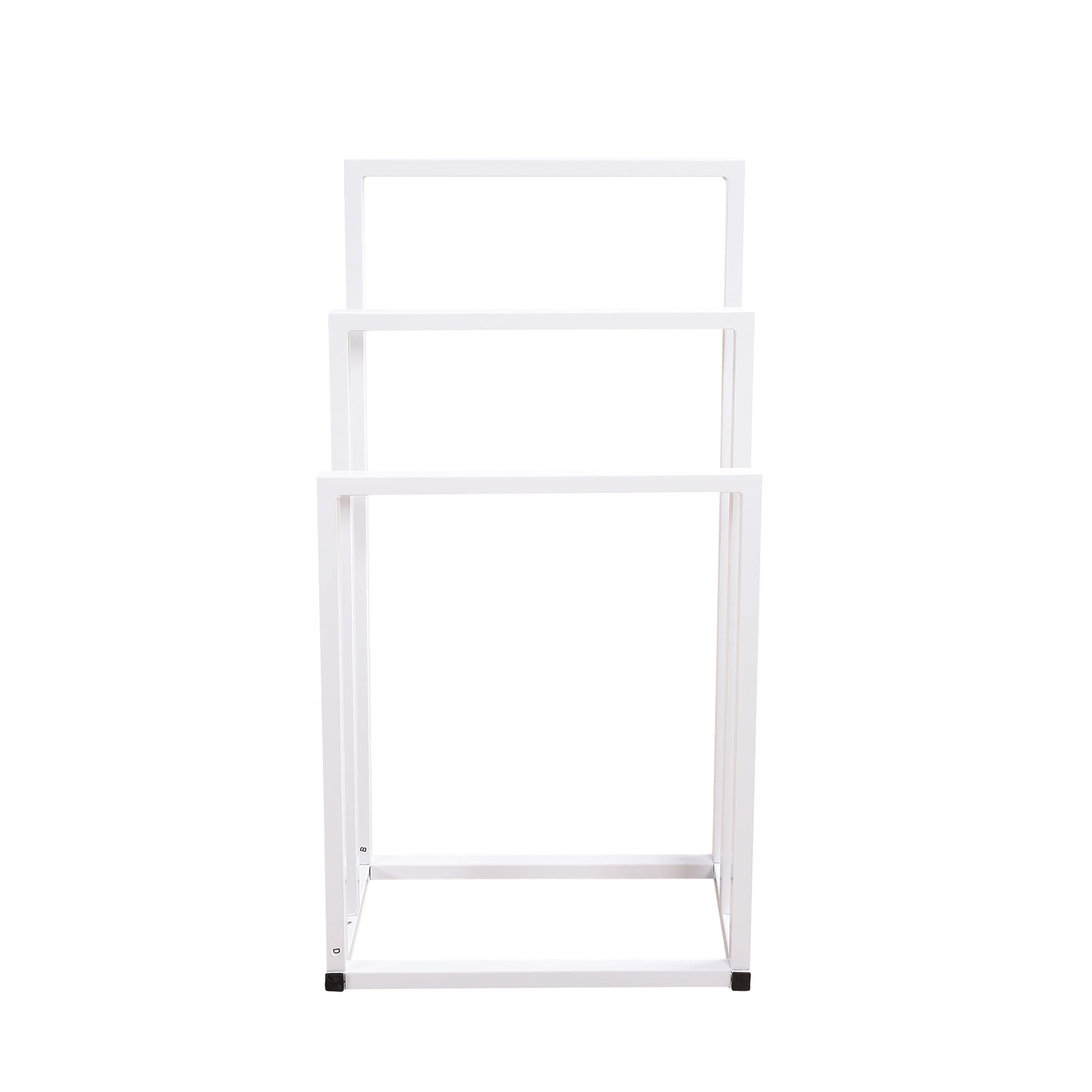 3-Tier White Metal Towel Rack 3 Bars Freestanding Towel Holder Drying Shelf Stand Towel Bar Storage Ladder Bathroom Accessories Organizer Bath Storage, Hand Towel, Washcloth, Kitchen Cloth, White