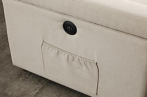 uhome Upholstered Sleeper Sofa with USB Ports sectional Couch Reversible Sofabed, Full XL, Beige