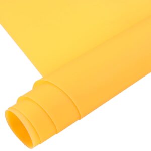 HGUAN Smooth Solid Color PVC Jelly Roll Vinyl Faux Leather Fabric 12"X53"(30cmX135cm) for Making Crafts,Hair Bows,and Sewing Craft Projects (Yellow)