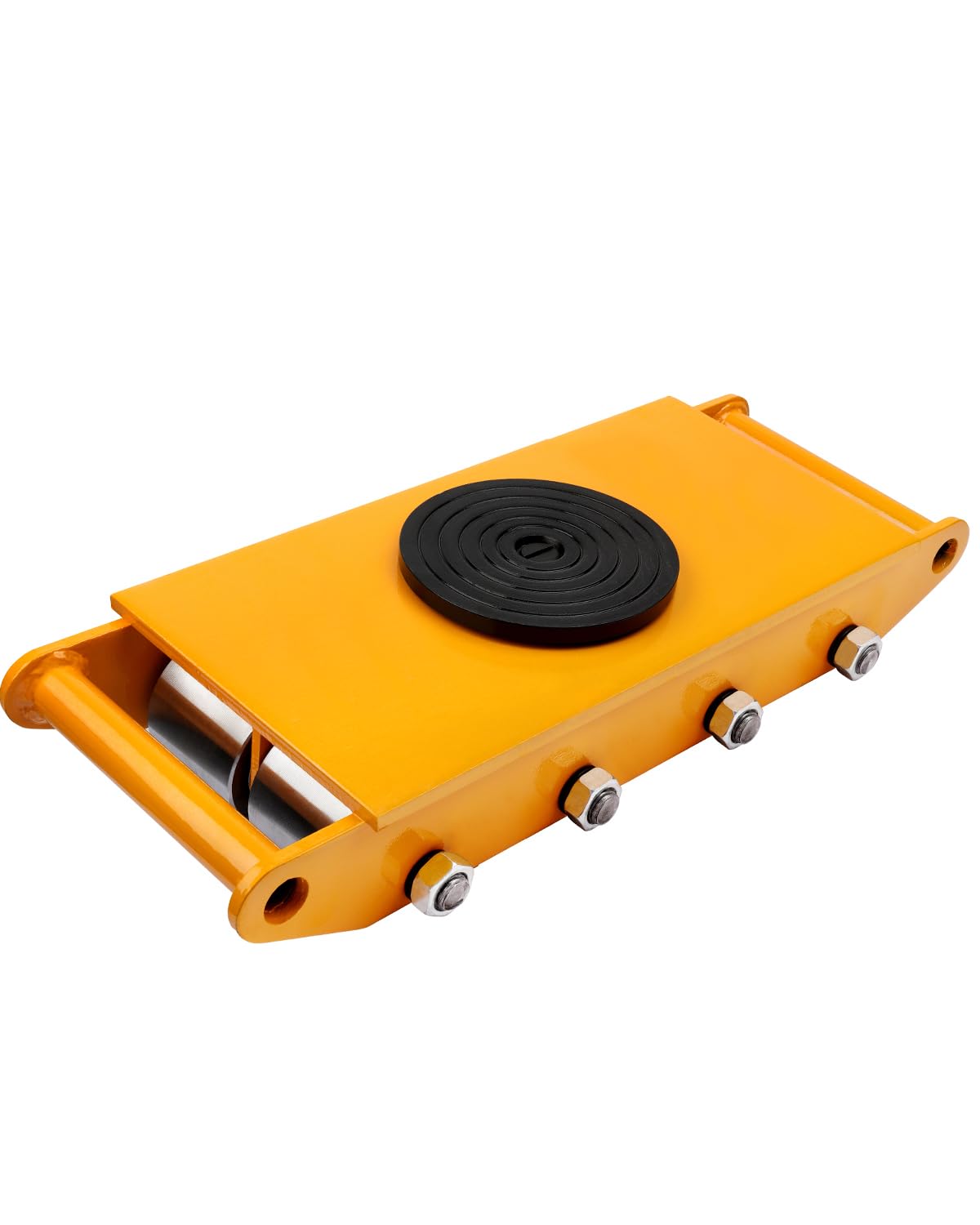 FAHKNS Machinery Moving Skate Heavy Duty Machinery Skates Cargo Mover 12T Machine Skates with 360° Rotation Cap 6 Steel Rollers for Heavy Duty Industrial Moving Equipment(Yellow)