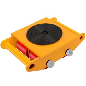 FAHKNS Machinery Moving Skate Heavy Duty Machinery Skates Cargo Mover 6T Machine Skates with 360° Rotation Cap 4 PU Rollers for Heavy Duty Industrial Moving Equipment(Yellow)