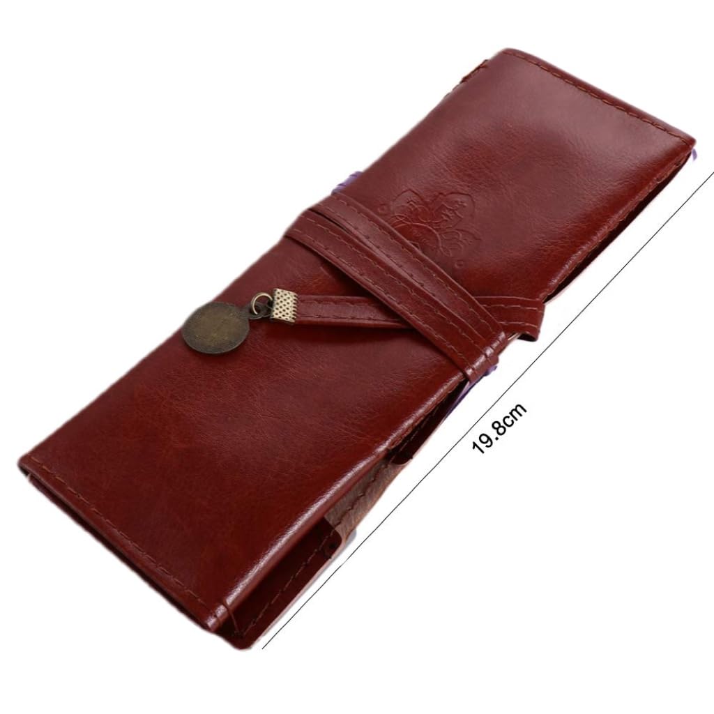 Leadigol Vintage Leather Pencil Roll Case Wrap Pen Pouch Roll Pen Bag Retro PU Leather Pencil Bags for Men Women