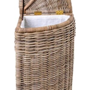 The Basket Lady Corner Wicker Laundry Hamper, 15 in L x 15 in W x 28 in H, Serene Grey…