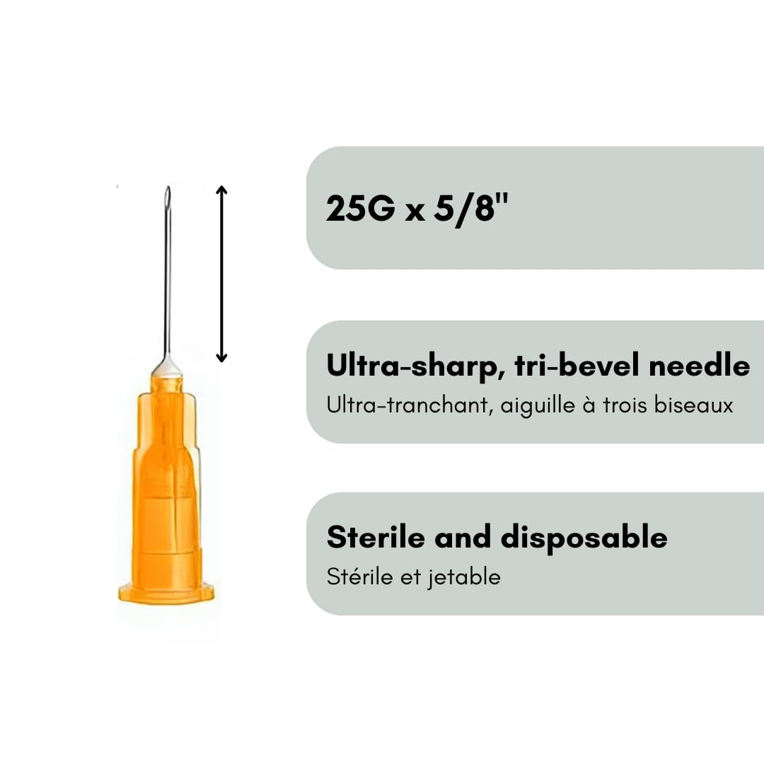 Elimedical Veterinary Hypodermic Needle, Poly Hub 25G x 5/8 inch, 100 per Box, Individually Packed, NDL2516