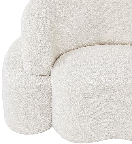 Meridian Furniture 108Cream-L Principessa Collection Modern | Contemporary Loveseat with Rich Cream Boucle Fabric, Curved Seat and Back, 68" W x 35" D x 29" H, Cream