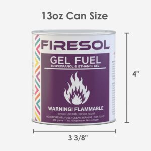 Firesol 6 pack Gel Fuel Cans for Fire Bowl, Fireplace, Gel Fire, Tabletop Fire Bowls, Warming, Indoor & Outdoor