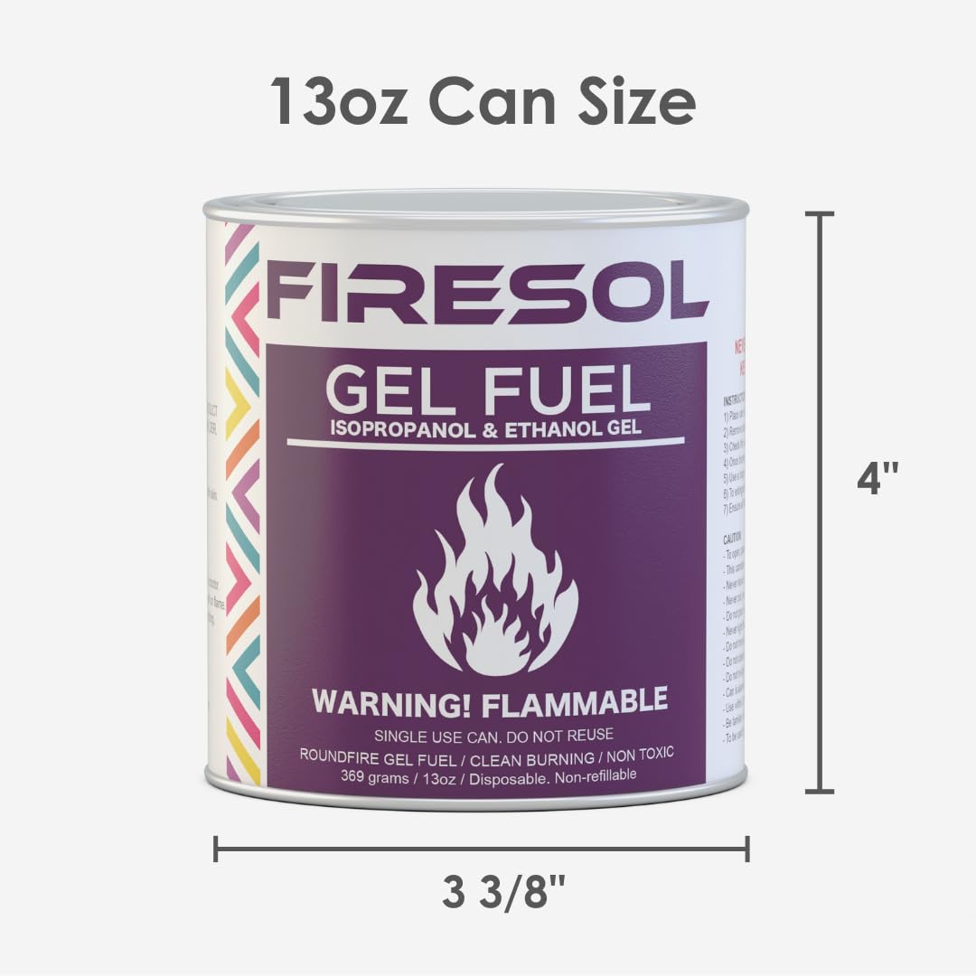 Firesol 6 pack Gel Fuel Cans for Fire Bowl, Fireplace, Gel Fire, Tabletop Fire Bowls, Warming, Indoor & Outdoor