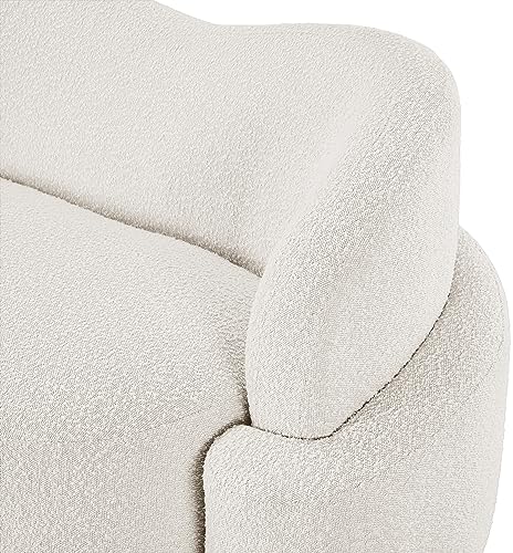 Meridian Furniture 108Cream-L Principessa Collection Modern | Contemporary Loveseat with Rich Cream Boucle Fabric, Curved Seat and Back, 68" W x 35" D x 29" H, Cream