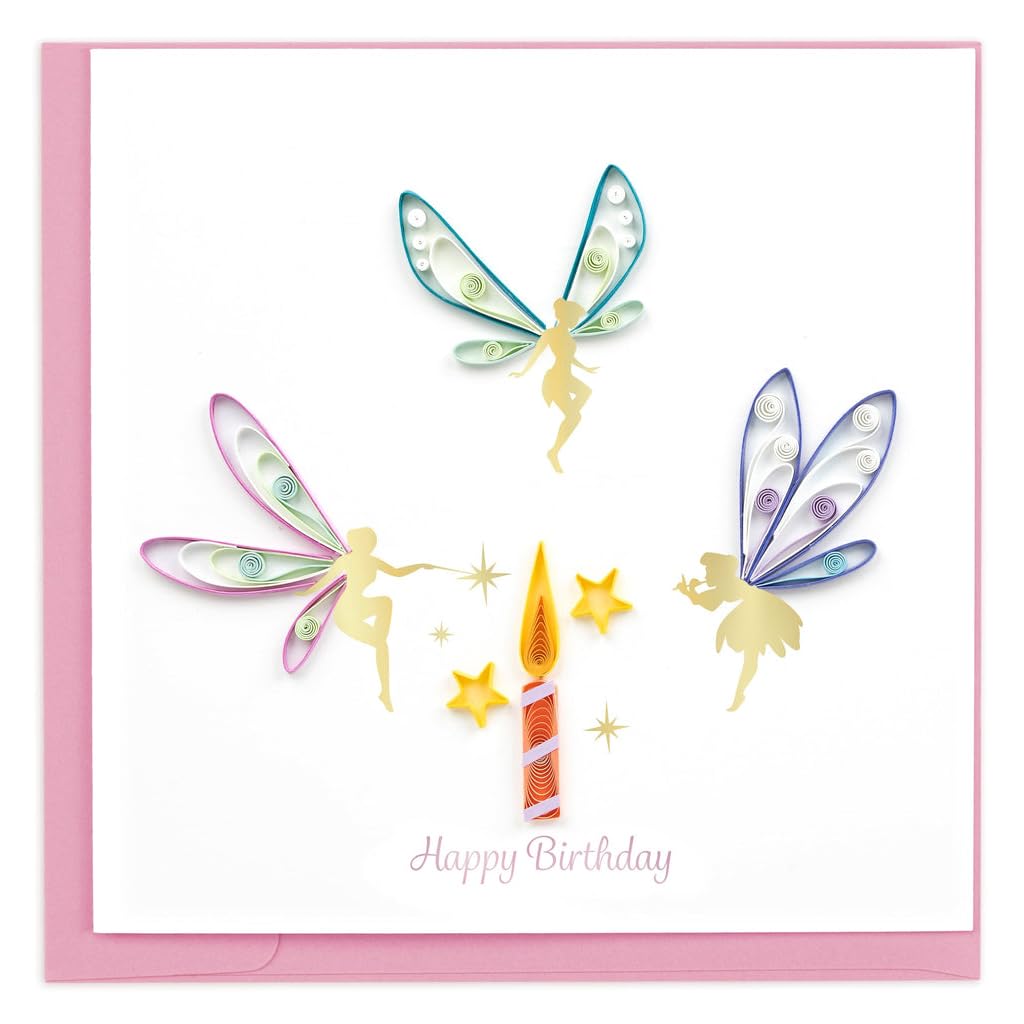 Quilling Card 3-D Greeting Card - BIRTHDAY FAIRIES