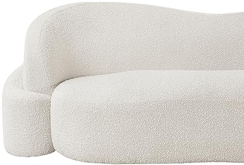 Meridian Furniture 108Cream-L Principessa Collection Modern | Contemporary Loveseat with Rich Cream Boucle Fabric, Curved Seat and Back, 68" W x 35" D x 29" H, Cream