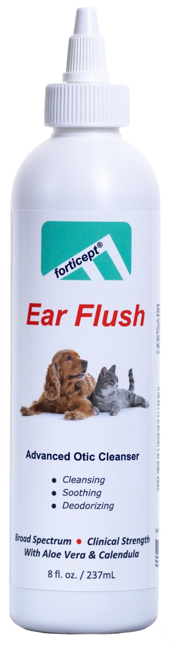 Forticept Dog Ear Infection Treatment, Dog Ear Cleaner, Itch Relief Cat and Dog Ear Wash Flush 8 oz