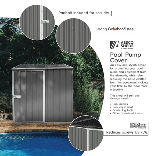 Absco Pool Pump Cover - Versatile Horizontal Storage Shed | 5 x 5 ft | Easy Assembly | Woodland Gray | Ideal for Pool, Trash Cans, Garden & Pool Equipment | SNAPTiTE Assembly System | Safety Features