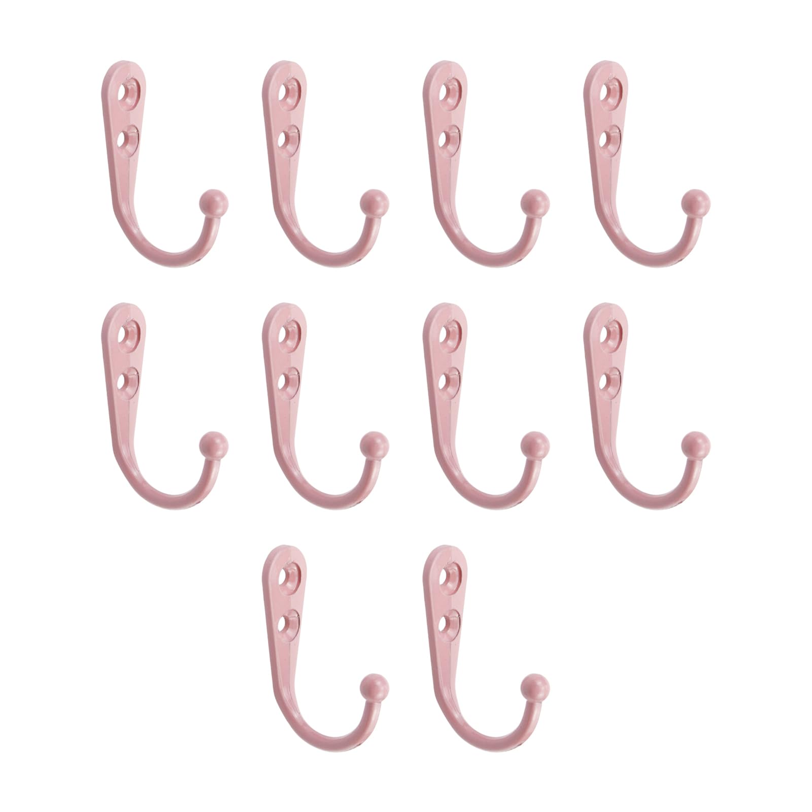 Nicerity Wall Mounted Coat Hooks, Hooks for Wall 44x30mm 10pcs, Red (Slightly Pink)