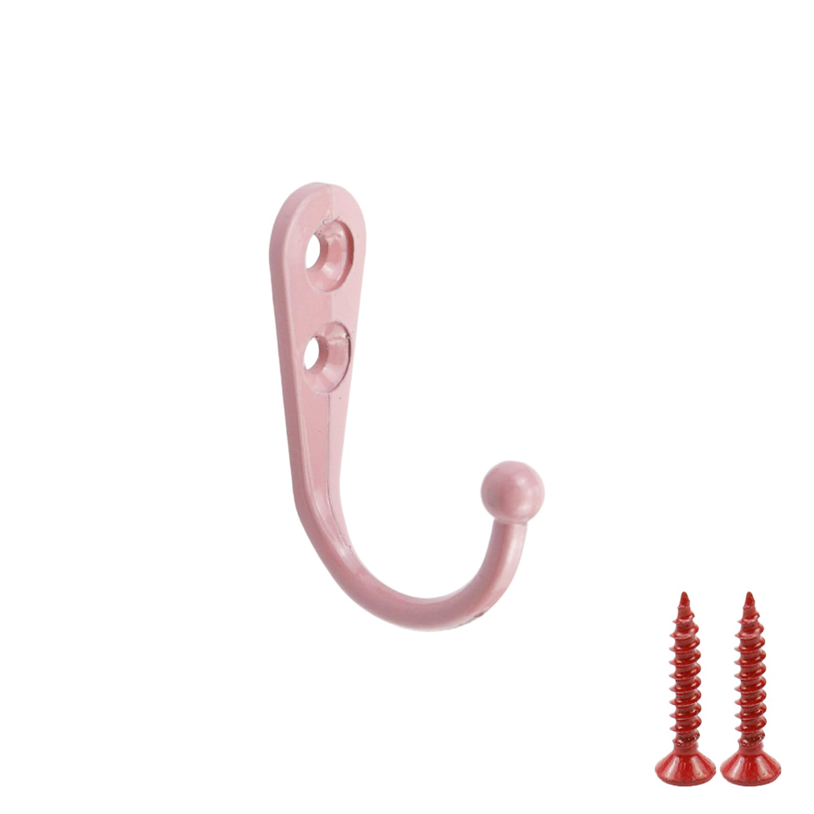 Nicerity Wall Mounted Coat Hooks, Hooks for Wall 44x30mm 10pcs, Red (Slightly Pink)