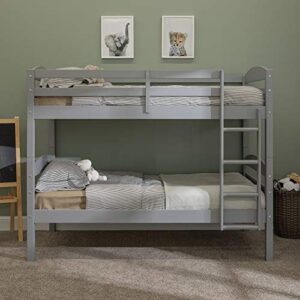 Walker Edison Della Transitional Twin-Over-Twin Bunk Bed Frame, Twin Size, Grey