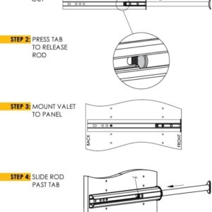 TAG Hardware Premium 14 1/8 Inch Long Expendible Pullout Closet Wardrobe Valet Rod (Matte Gold)