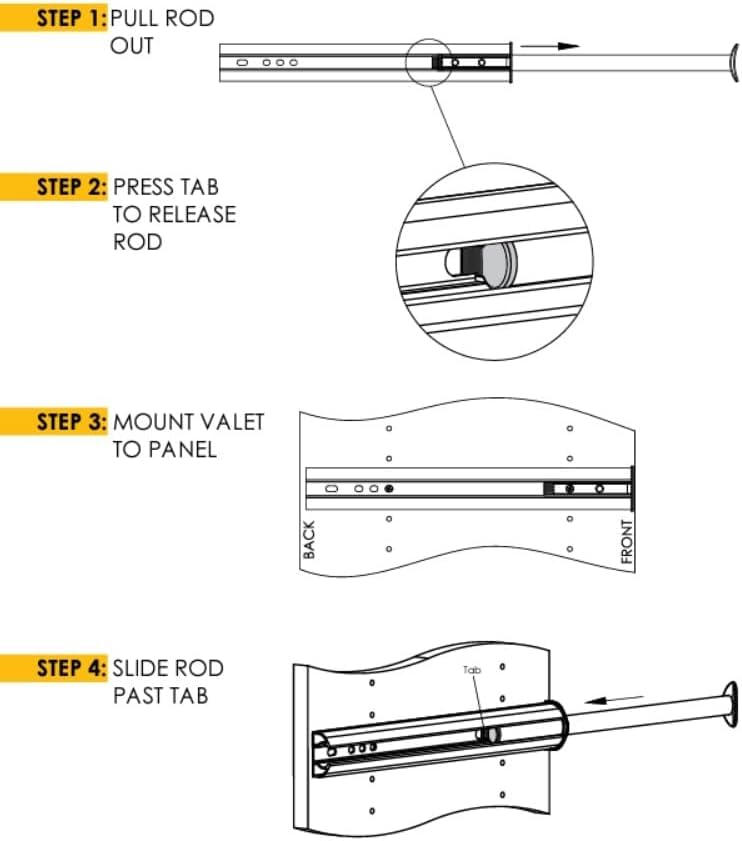 TAG Hardware Premium 14 1/8 Inch Long Expendible Pullout Closet Wardrobe Valet Rod (Matte Gold)