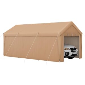 tangkula 10x20 ft heavy-duty carport, portable garage tent with galvanized steel frame, removable sidewall & 2 roll-up zippered door, outdoor car canopy shelter for car, truck, suv, boat